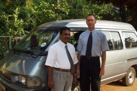 Pathi, John and 'van' (minibus), JB Pathi Tours, April 2003, Sri Lanka