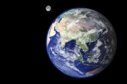 Earth and Moon taken from space, with Sri Lanka clearly visible (courtesy of NASA ESA)