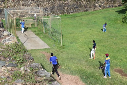 Cricket net practice within the fort ramparts, Galle, Sri Lanka