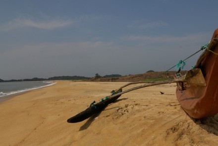 Catamaran on a deserted beach, Arugam Bay, Sri Lanka