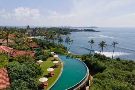 View from the infinity pool at Cape Weligama, Weligama, Sri Lanka