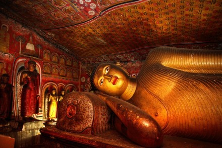 Reclining Buddha at Dambulla cave temples, Sri Lanka