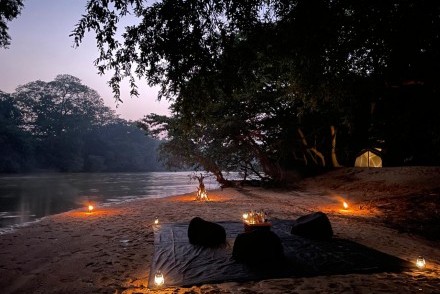 Campsite beside the scenic Kumbukkan River, Kumana Under Canvas, Kumana, Sri Lanka 