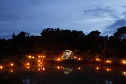 Campsite at night, Noel Rodrigo's Leopard Safaris, Sri Lanka