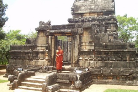 Monk at Nalanda Gedige, Sri Lanka