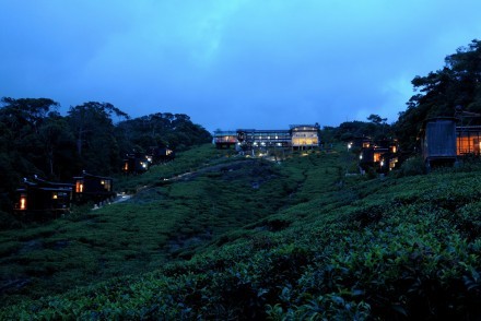 Ecolodge and eco chalets at night, The Rainforest Ecolodge, Sinharaja, Sri Lanka