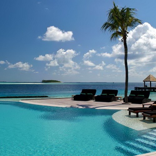 Many resort islands have swimming pools as well as direct beach access, Maldives