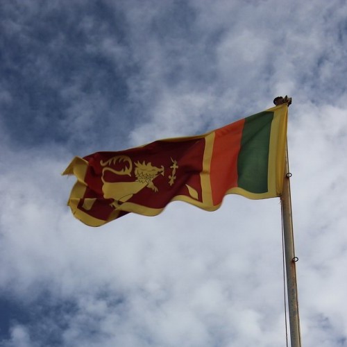 Sri Lanka's national flag fluttering the breeze