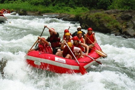Adrenaline-pumping, white-water rafting over cascading rapids, Kitulgala, Sri Lanka